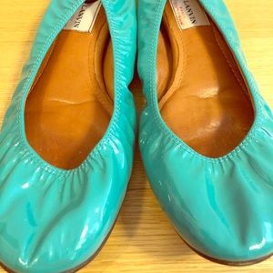 Lanvin Patent Teal Blue Flats